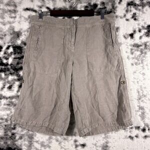 Poetry Shorts/Capri Womens Size 34 Beige 100% Linen Pockets Hippie Boho Cottage